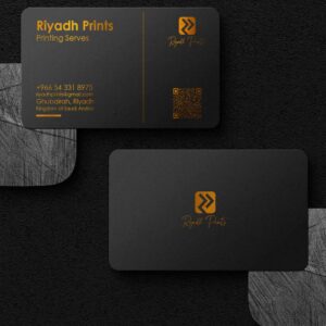 Premium business card printing in Riyadh by Riyadh Prints Custom business cards in Riyadh with logo and QR code Luxury business card printing Saudi Arabia with matte finish Same-day business card printing in Riyadh for companies Arabic and English business card printing in Riyadh Foil and spot UV business cards Riyadh